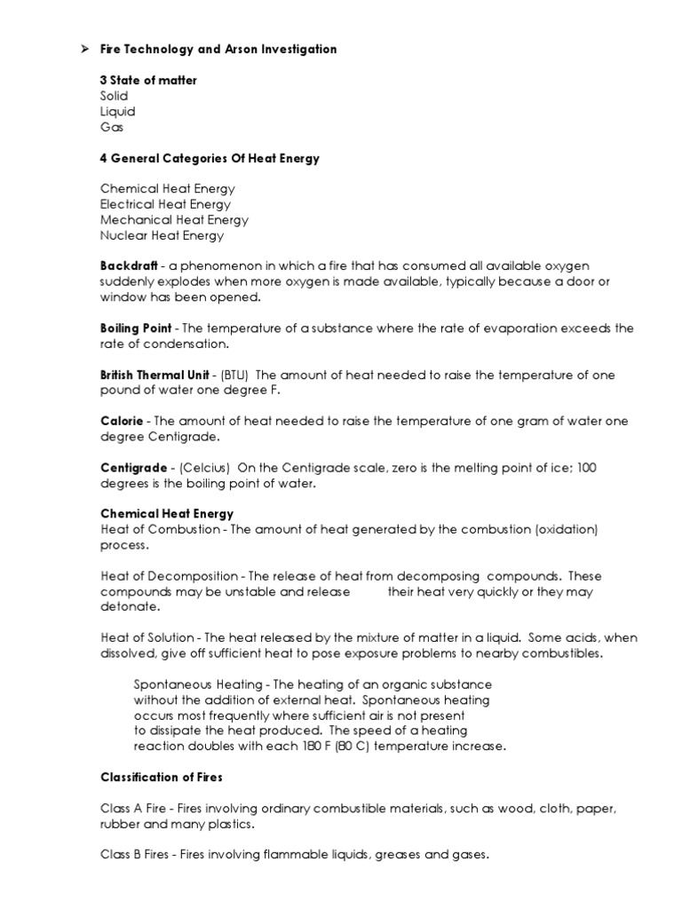 Fire Technology and Arson Investigation Definition of Terms PDF