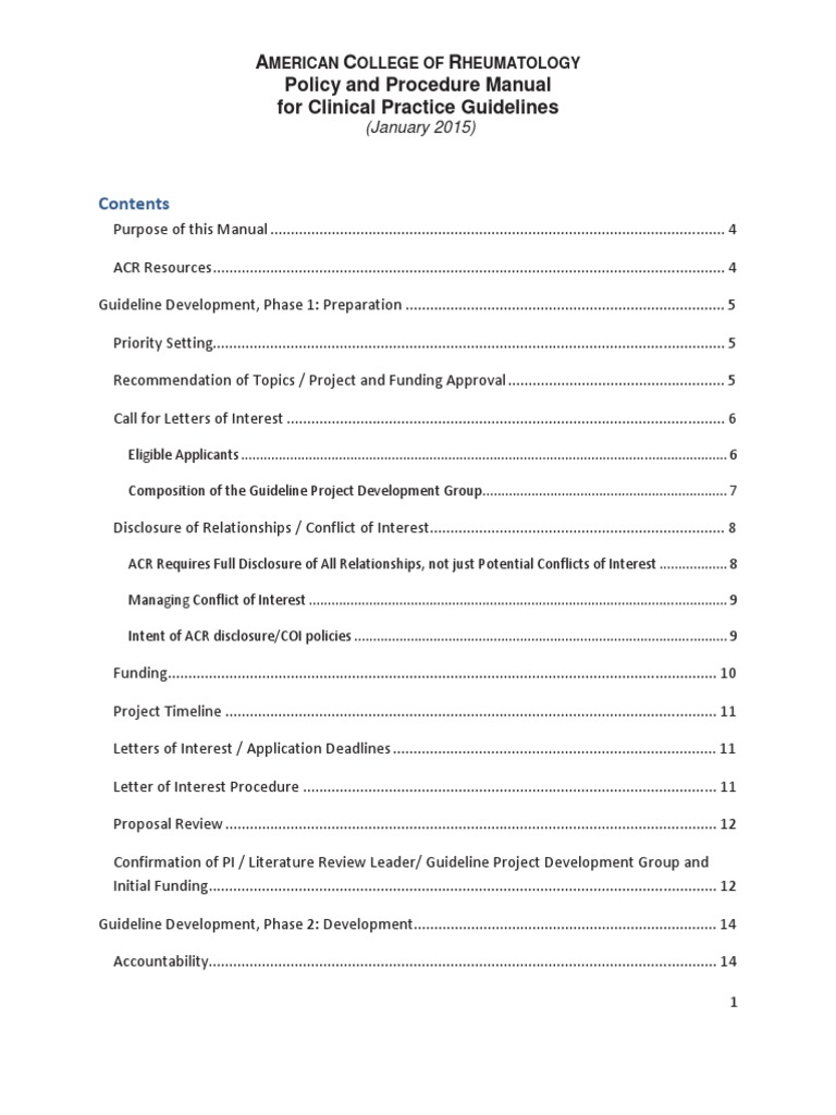 ACR Guideline Manual - Appendices - Updated 2015 | PDF | Systematic ...