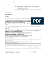 Psychosocial Attributes and Personality Traits Assessment Form