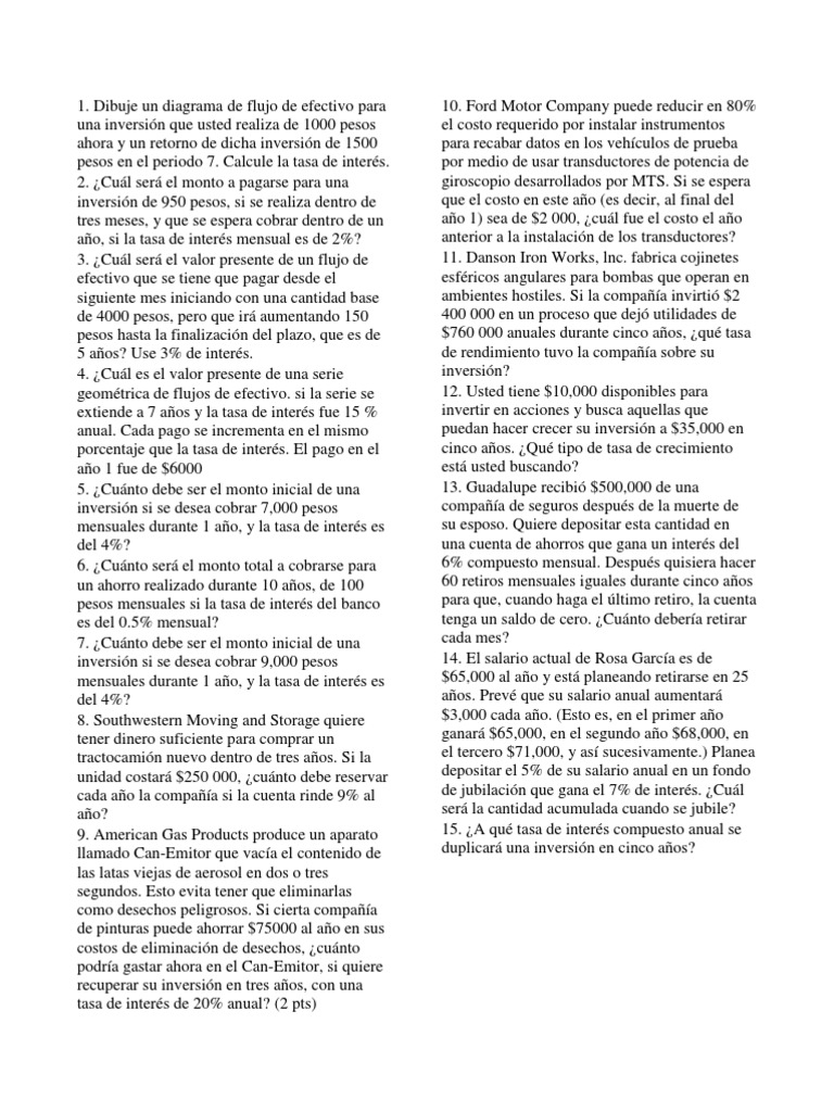 Cálculos de Inversión y Flujos de Efectivo | PDF | Tasas de interés ...