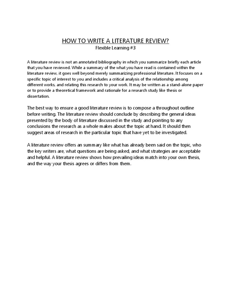 How To Write A Literature Review? | PDF