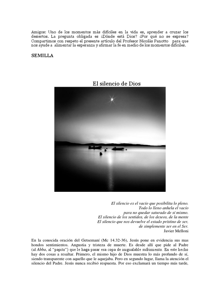El Silencio de Dios y la Esperanza | PDF | Sufrimiento | Jesús