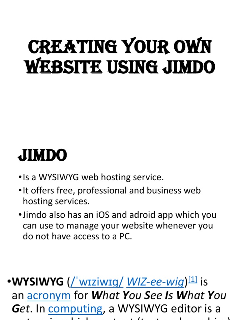 Creating Your Own Website Using Jimdo