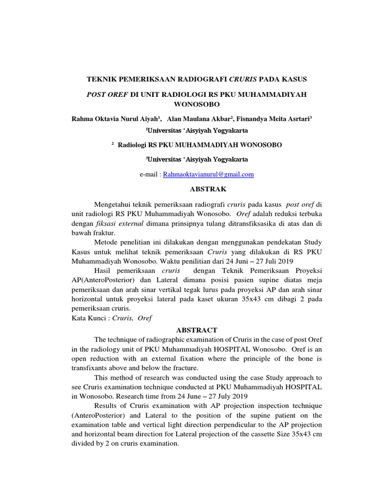 Teknik Rontgen Cruris Pasca OREF | PDF