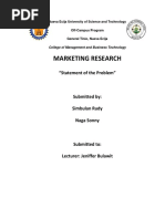 Marketing Research: "Statement of The Problem"