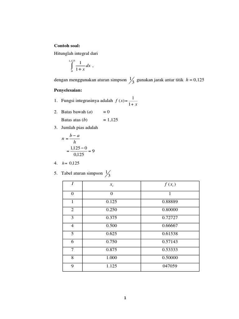 Integral dengan Aturan Simpson 3/8 | PDF