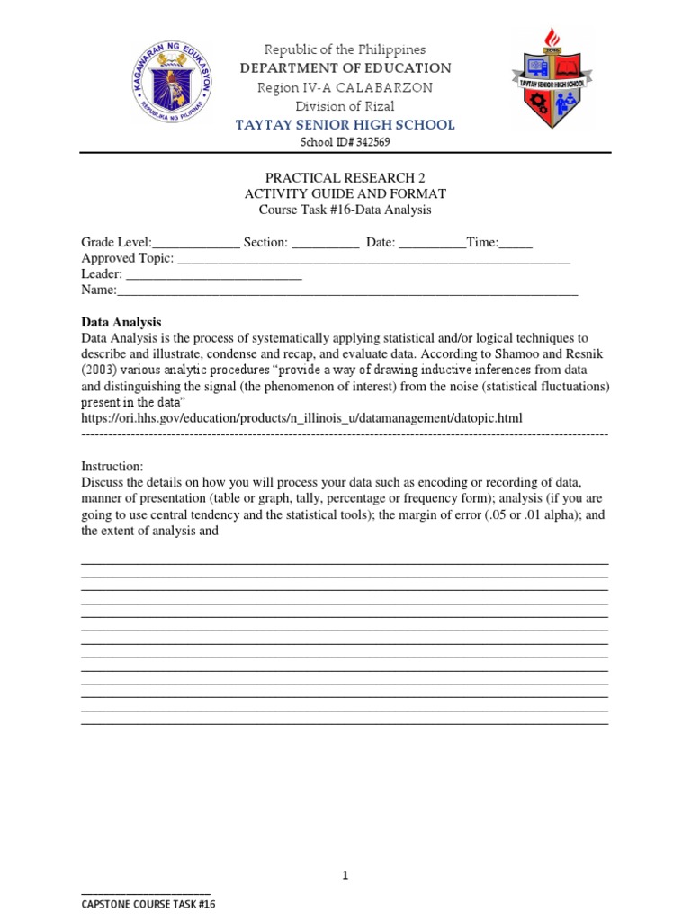 Taytay Senior High School Data Analysis Guide | PDF | Data Analysis ...