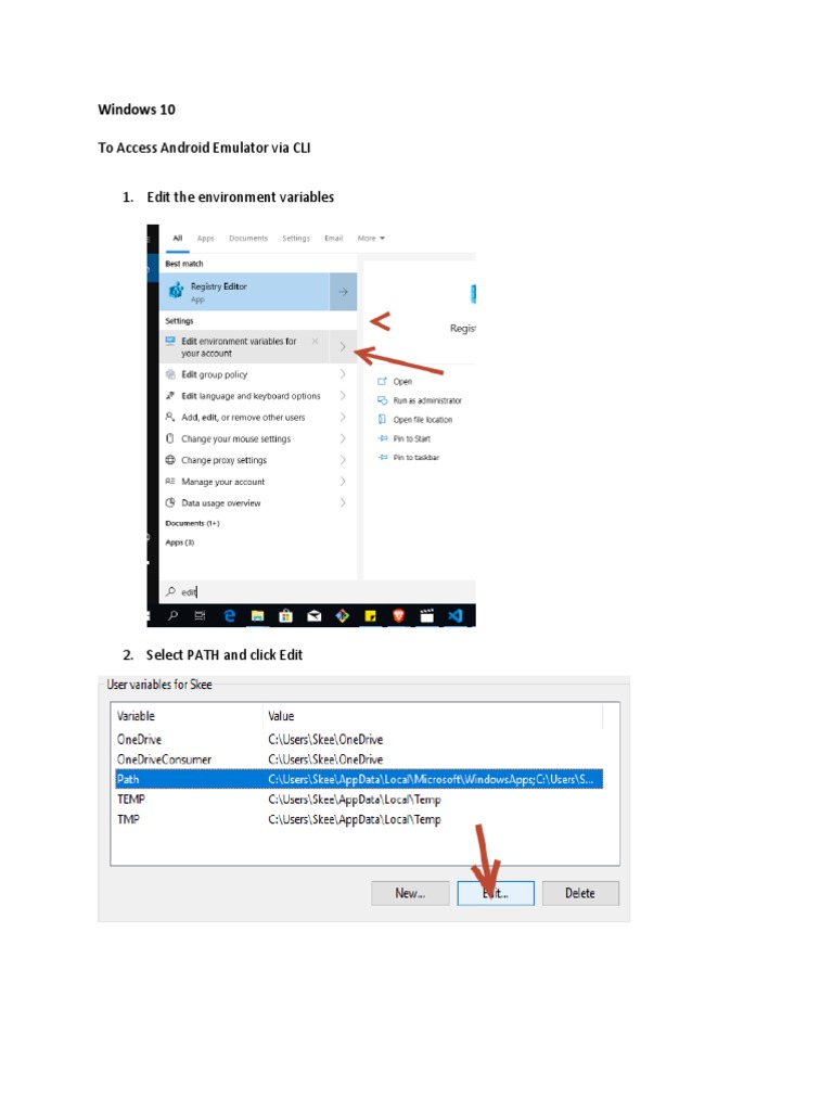 To Access Android Emulator Via CLI: Windows 10 | PDF