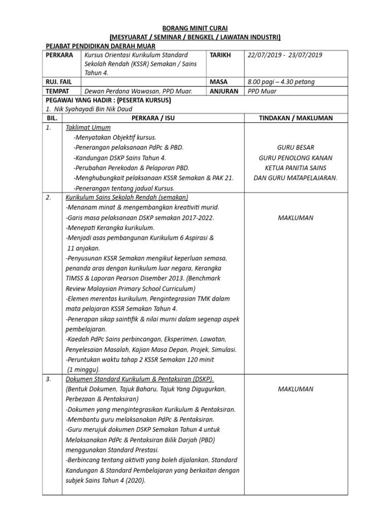 Surat Panggilan Mesyuarat Kursus Semakan Kssr Ppd Muar