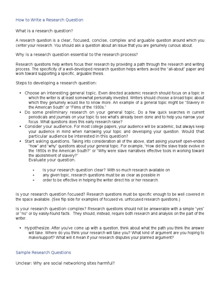 Crafting Effective Research Questions | PDF | Question | Social ...