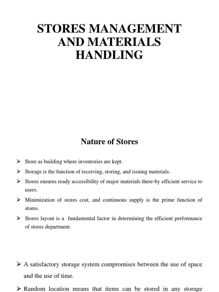 Stores Management and Material Handling | PDF | Inventory | Economic ...