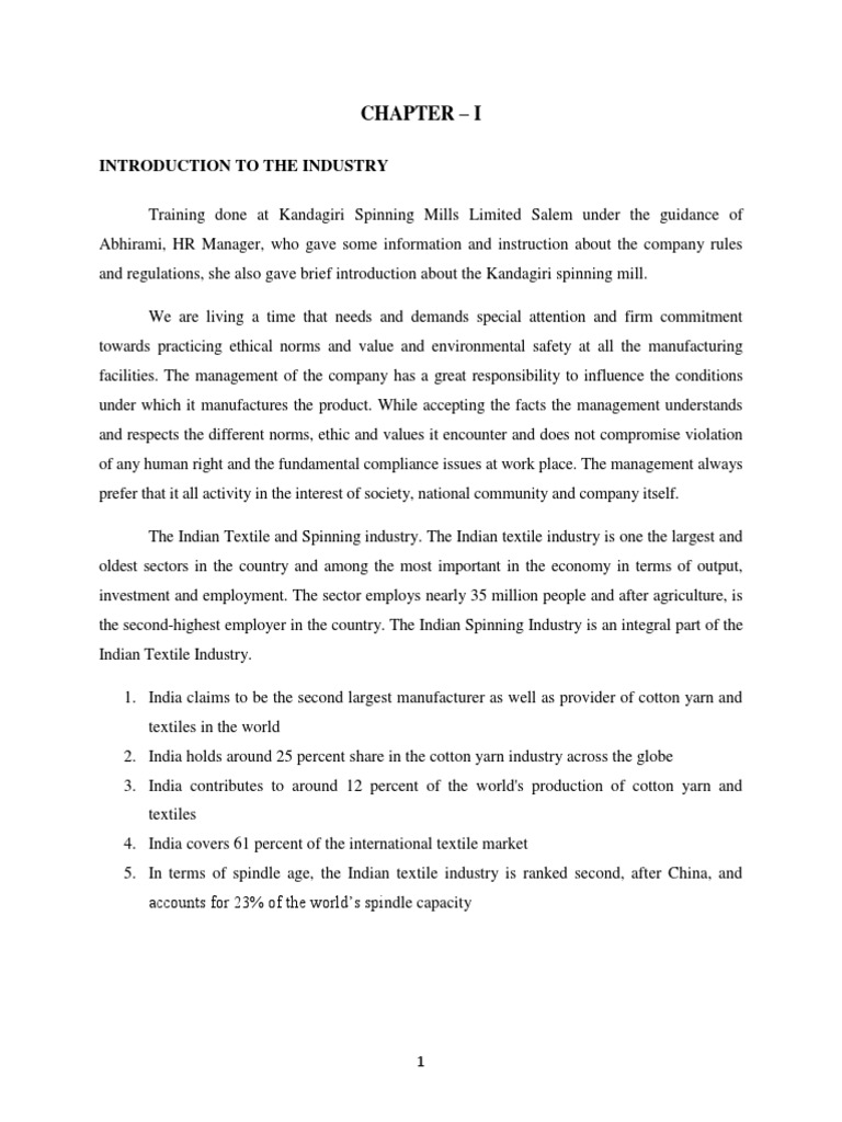 Kandagiri Spinning Mill PDF Spinning (Textiles) Textiles