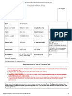 Registration Slip: Requirements On Day of Entrance Test