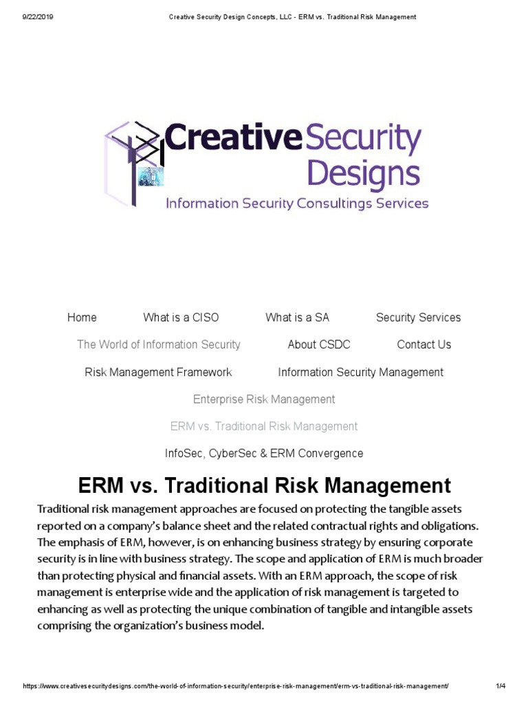 ERM vs. Traditional Risk Management | Download Free PDF | Risk ...