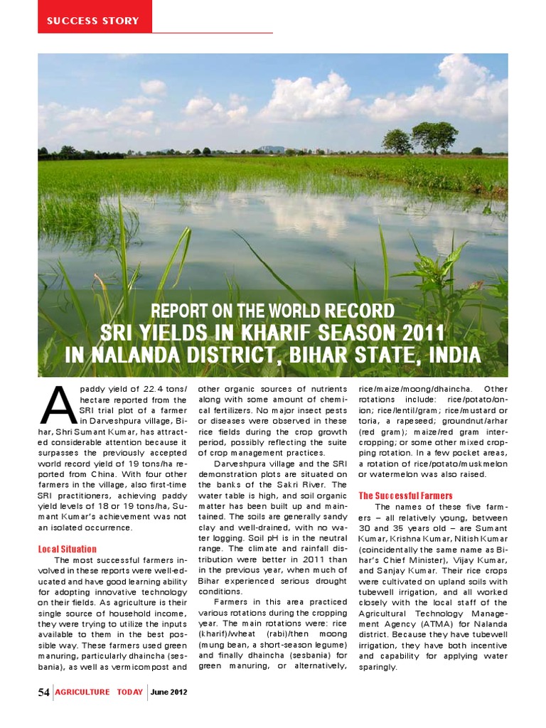 Record Paddy Yields in Bihar | PDF | Rice | Crop Rotation