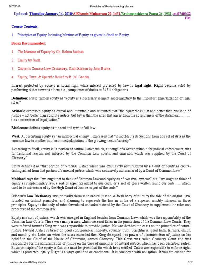 Equity Laws PDF Mortgage Law Equity (Law)