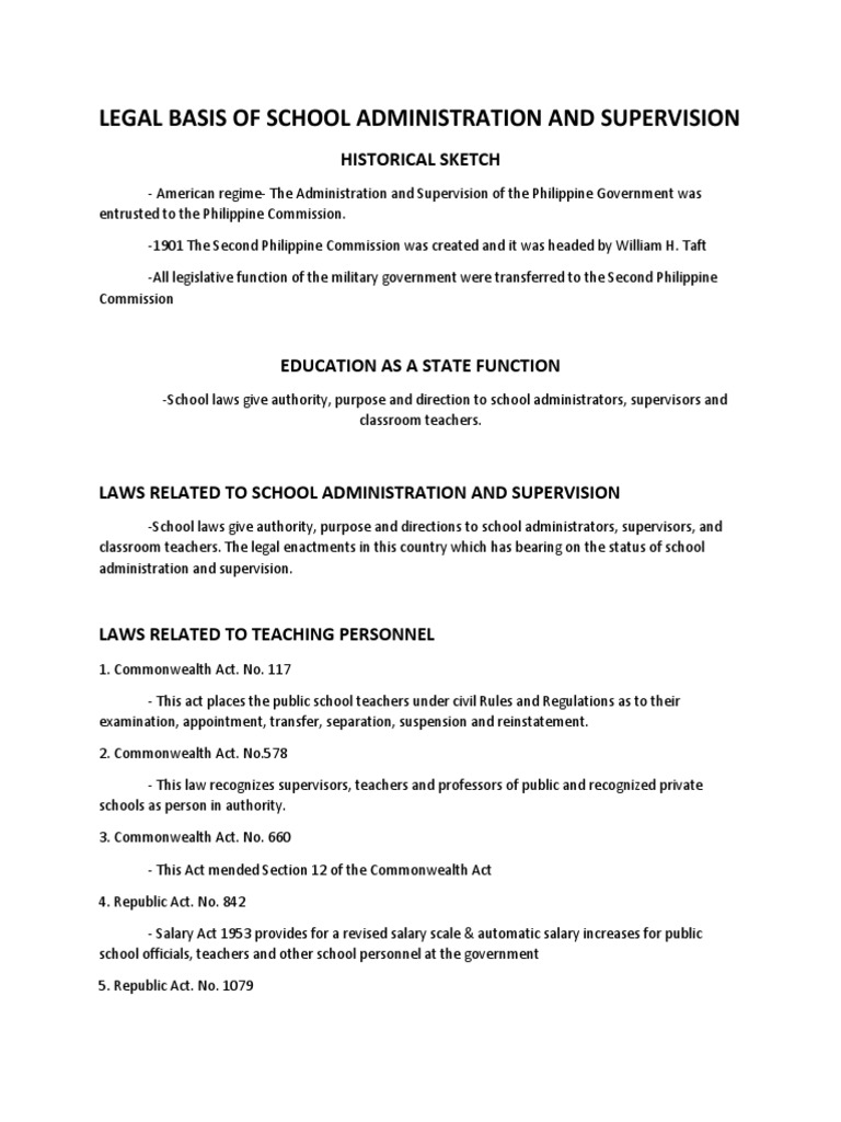 E. Legal Basis of School Administration and Supervision | PDF | State ...