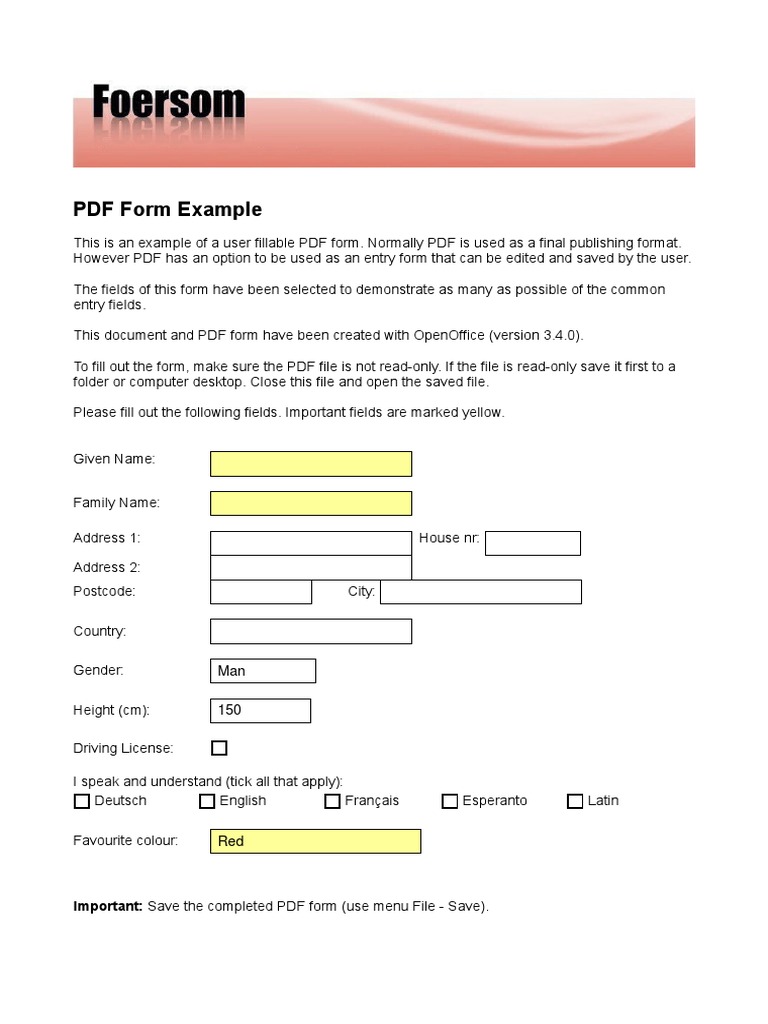 User Fillable PDF Form Guide | PDF
