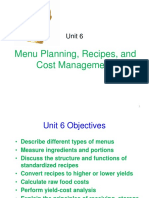 Menu Planning, Recipes, and Cost Management: Unit 6