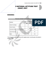 Symbiosis National Aptitude Test (SNAP) 2007: Instructions