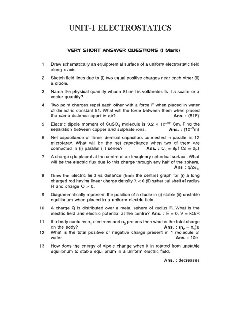 Class 12 Physics Chapter 1 | PDF | Capacitor | Capacitance