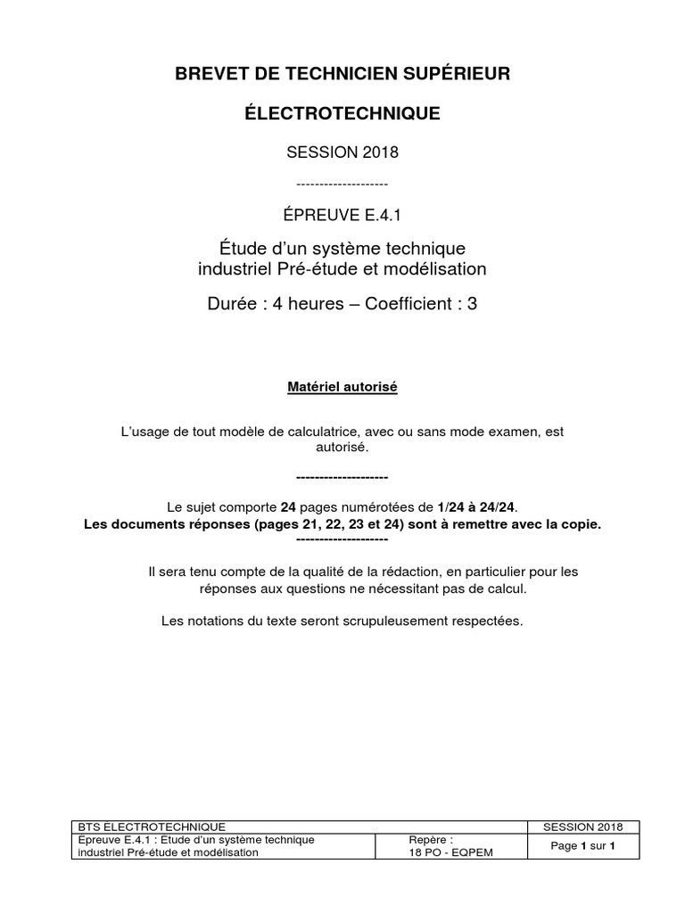 Epreuve E41 Bts Elec 2018 Sujet | PDF | Énergie hydroélectrique ...