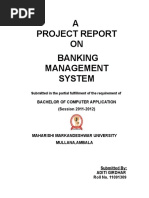 A Project Report ON Banking Management System: Bachelor of Computer Application (Session 2011-2012)