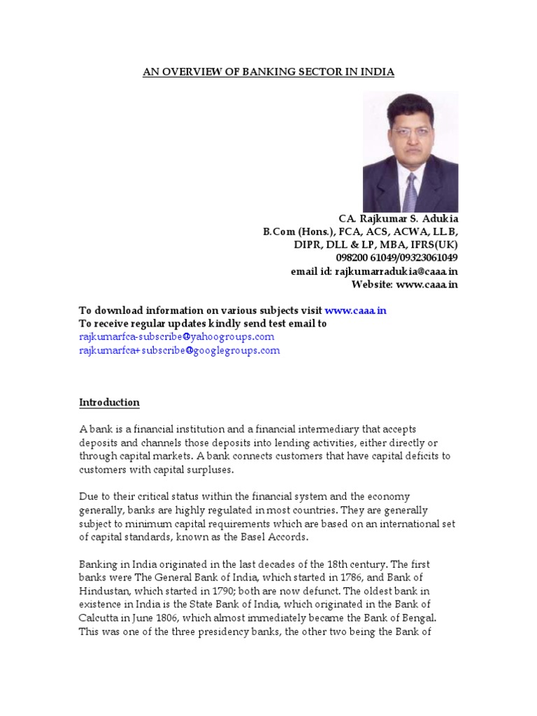 An Overview of Banking Sector in India PDF | PDF | Bank For ...