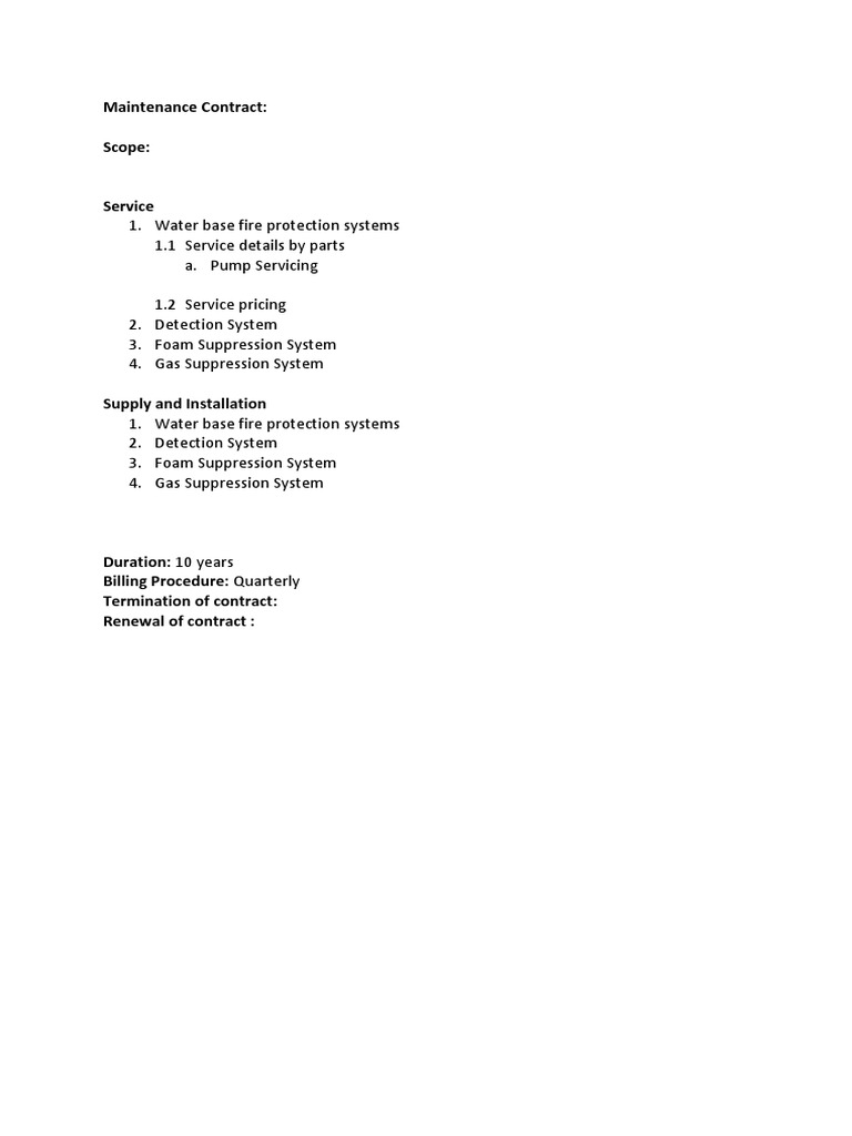 Fire Protection System Maintenance Contract | PDF | Law | Technology ...