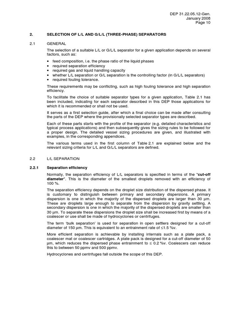 Separator Sizing | PDF | Flow Measurement | Liquids
