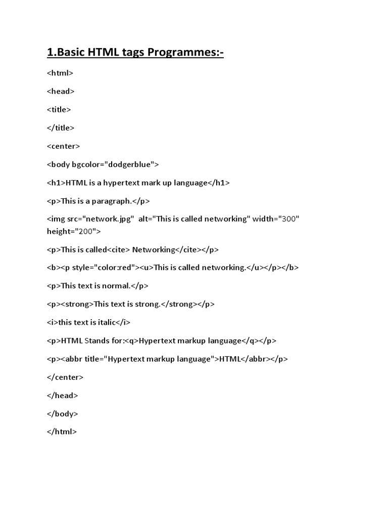 Basic HTML Tags Explained | PDF