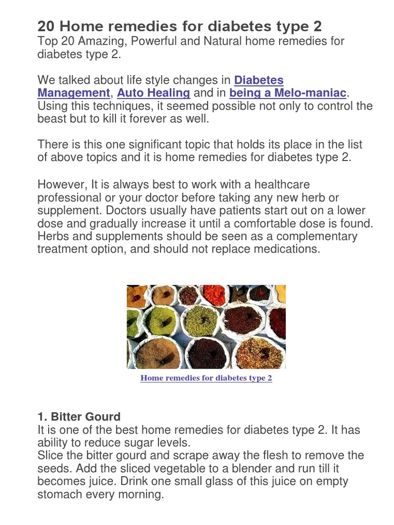 20 Natural Remedies for Type 2 Diabetes | PDF | Diabetes Mellitus | Insulin