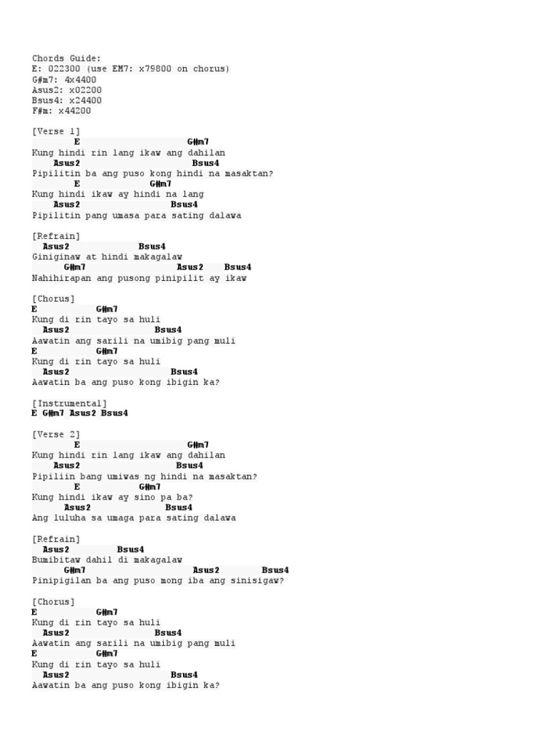 Kung Di Rin Lang Ikaw Chords | PDF