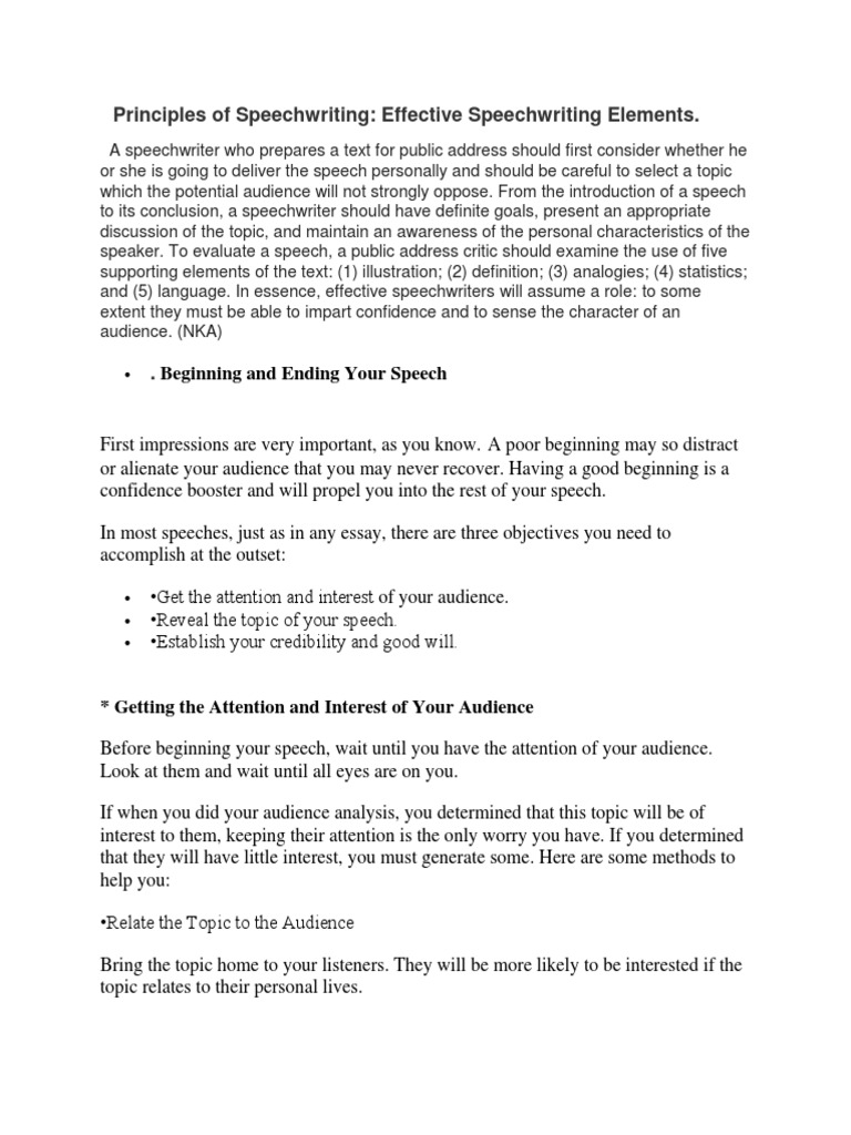 Principles of Effective Speechwriting | PDF | Public Speaking | Audience