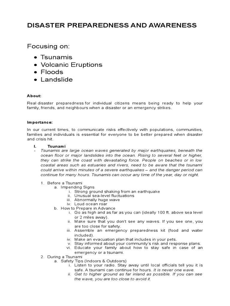 Disaster Preparedness Guide: Tsunamis, Floods, and More | PDF | Flood ...