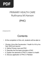 Primary Health Care Rukhsana.M.Haroon (PHC) : 22 September 2019