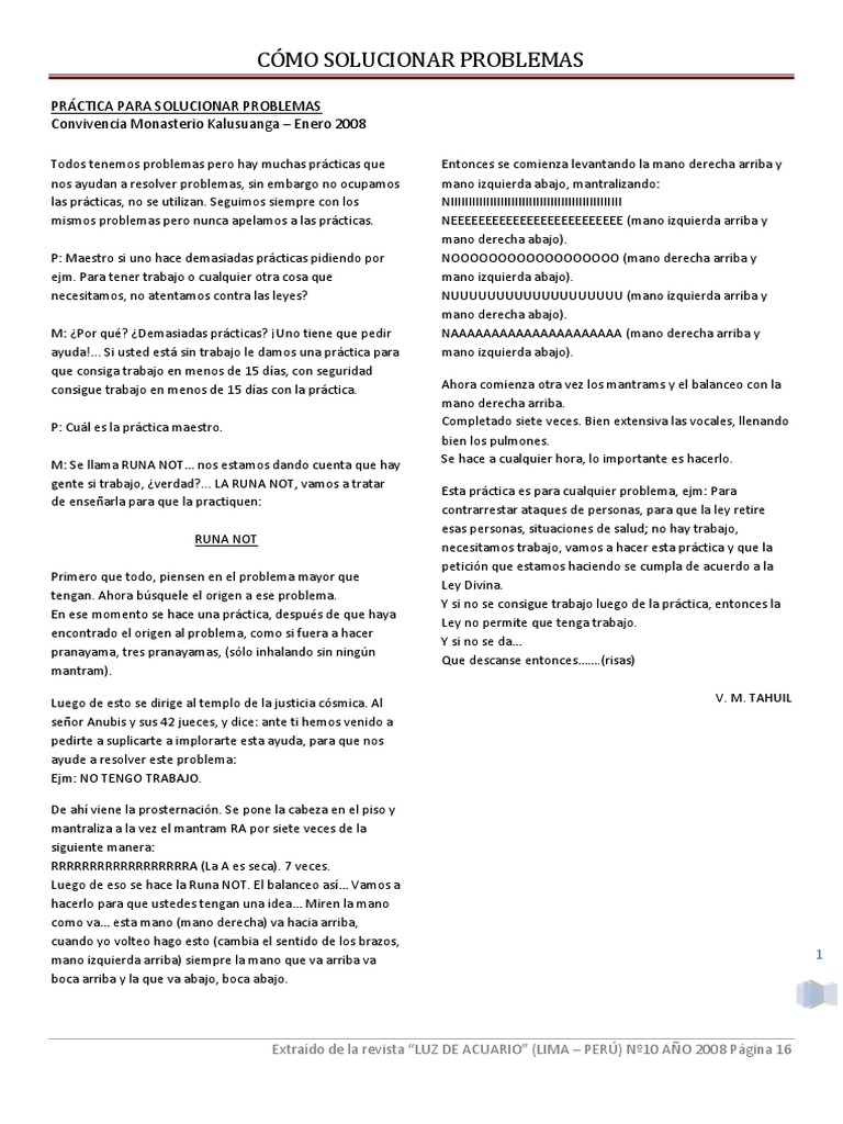 Práctica RUNA NOT para resolver problemas | PDF