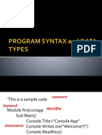 Program Syntax and Data Types