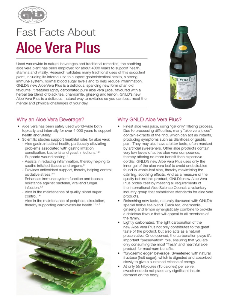 Aloe Vera Plus Fast Facts | PDF | Drink | Fructose