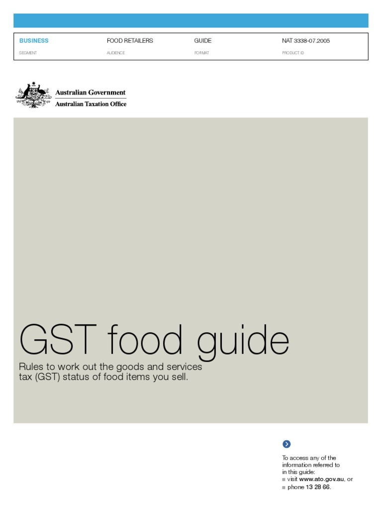 GST Food Guide PDF Value Added Tax Drink