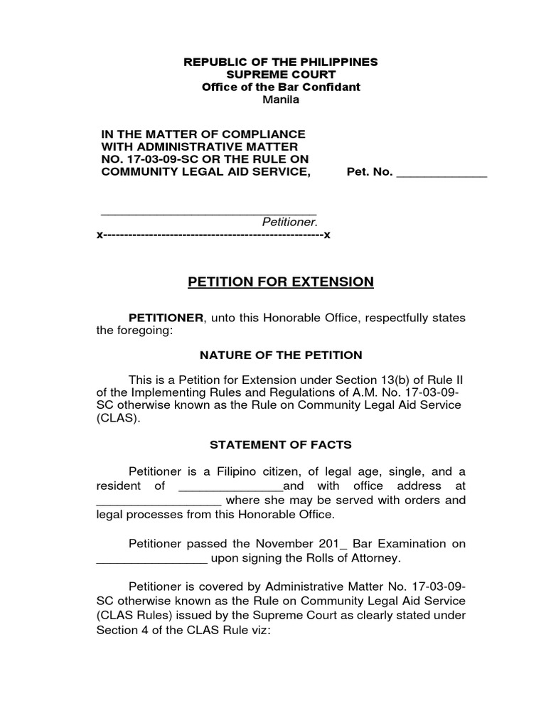 Petition-for-Extension Sample | PDF | Lawyer | Government
