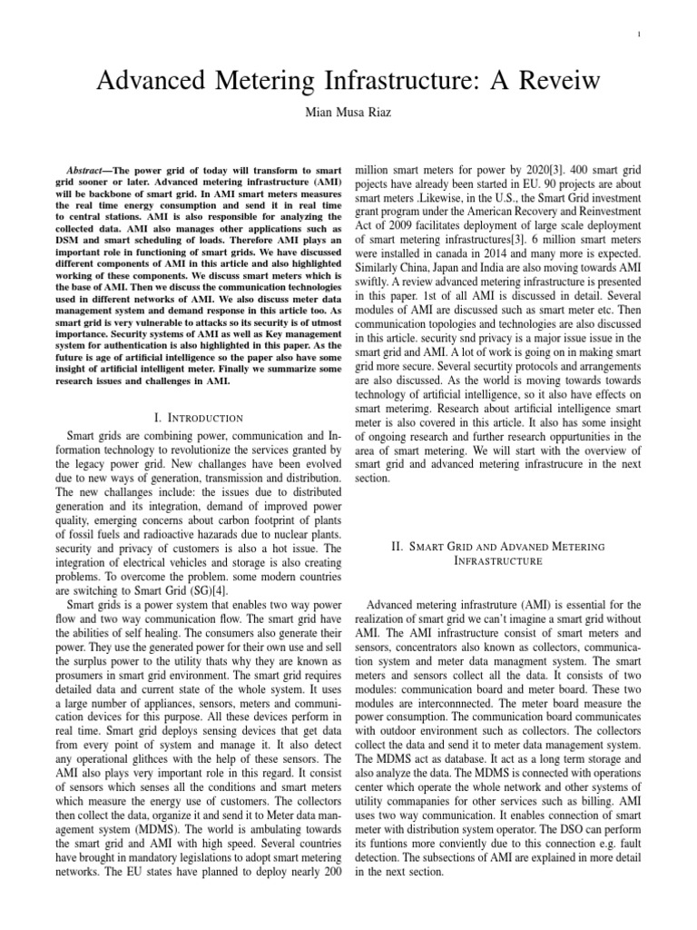 Advanced Metering Infrastructure Overview | PDF | Smart Grid ...