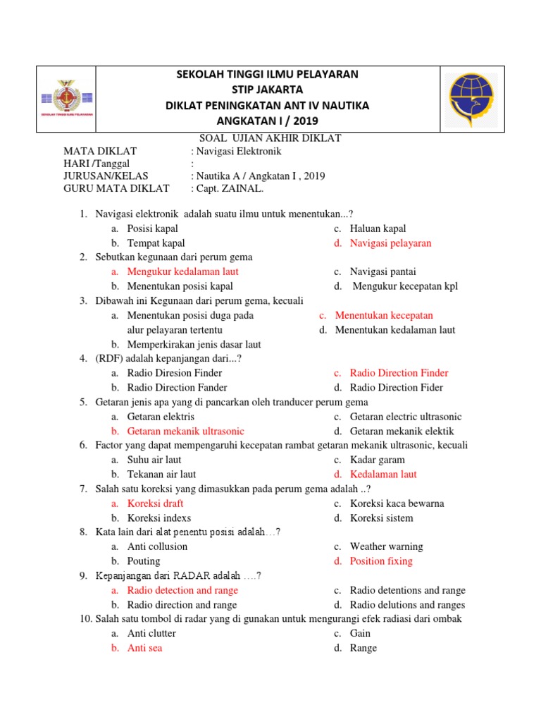 Soal Navigasi Elektronik