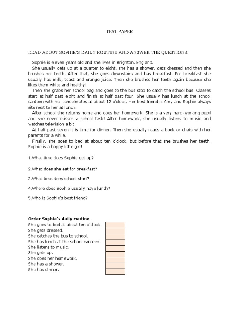 Test Initial Clasa A V-A | PDF