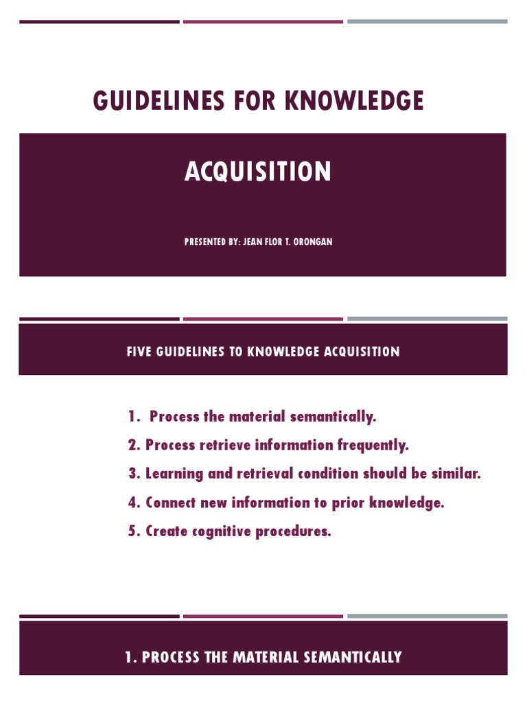 Effective Knowledge Acquisition Tips | PDF | Mnemonic | Reading ...
