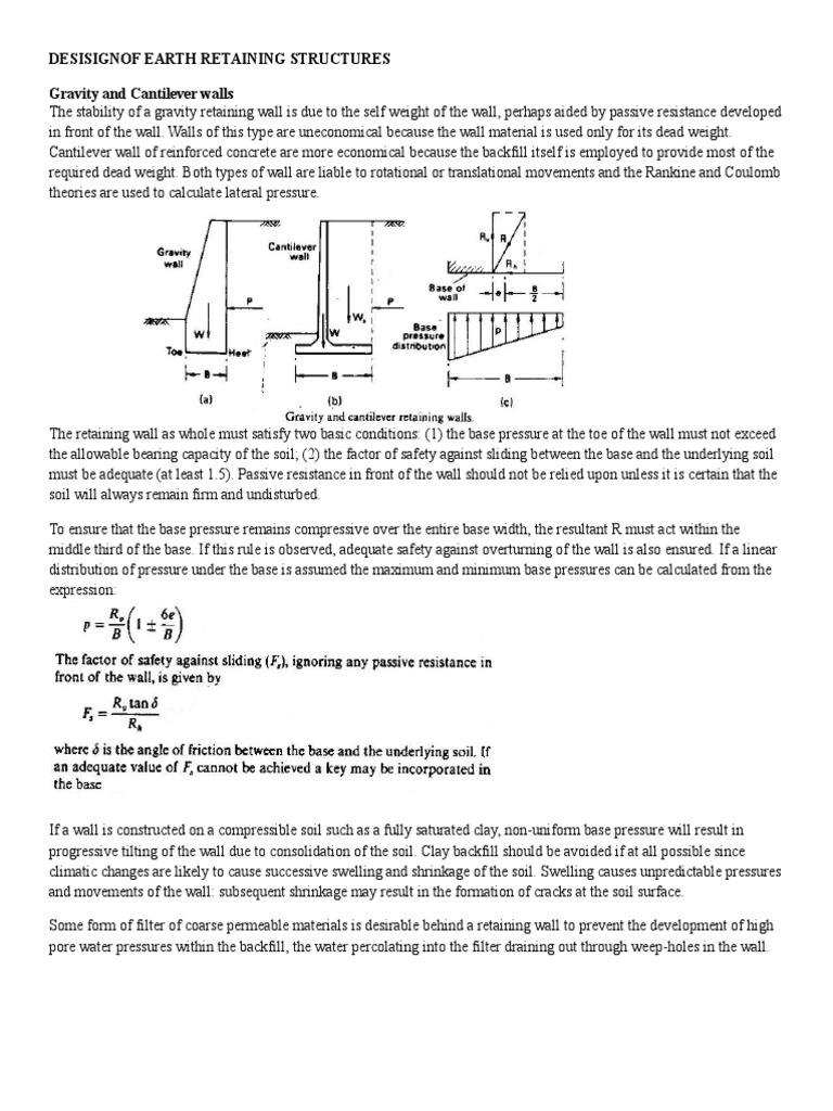 Design of Earth Retaining Structures | PDF | Levee | Soil