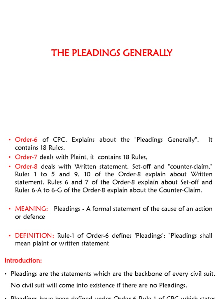 CPC PLEADINGS RULES | PDF | Pleading | Cause Of Action