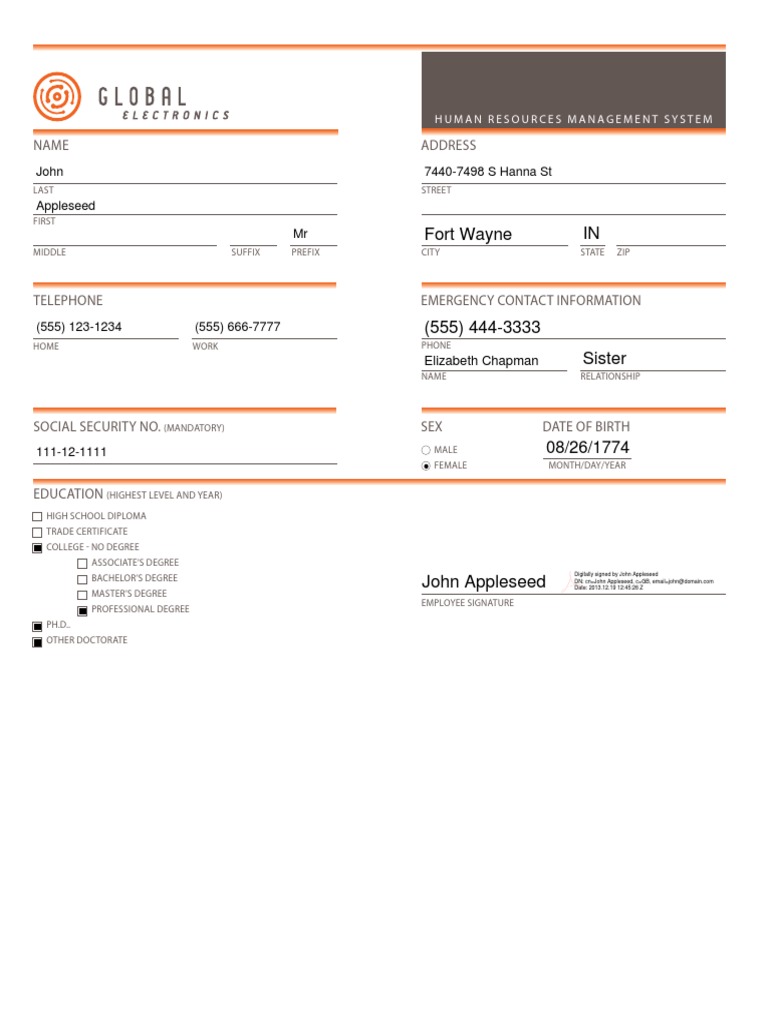 Employee Information Form Template | PDF
