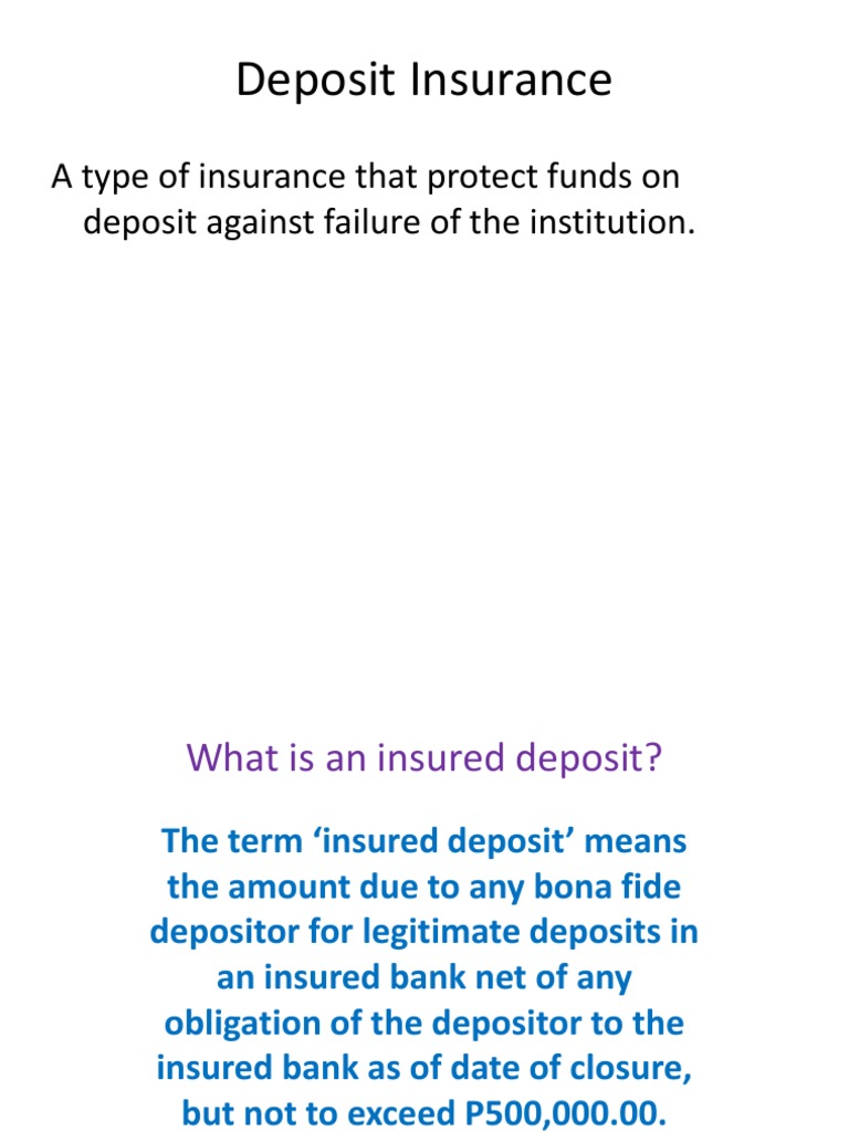Insured Deposits Understanding Deposit Insurance Coverage Provided by