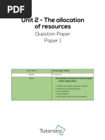 IGCSE Economics Paper 1 MCQ 2025 | PDF | Economic Equilibrium | Demand